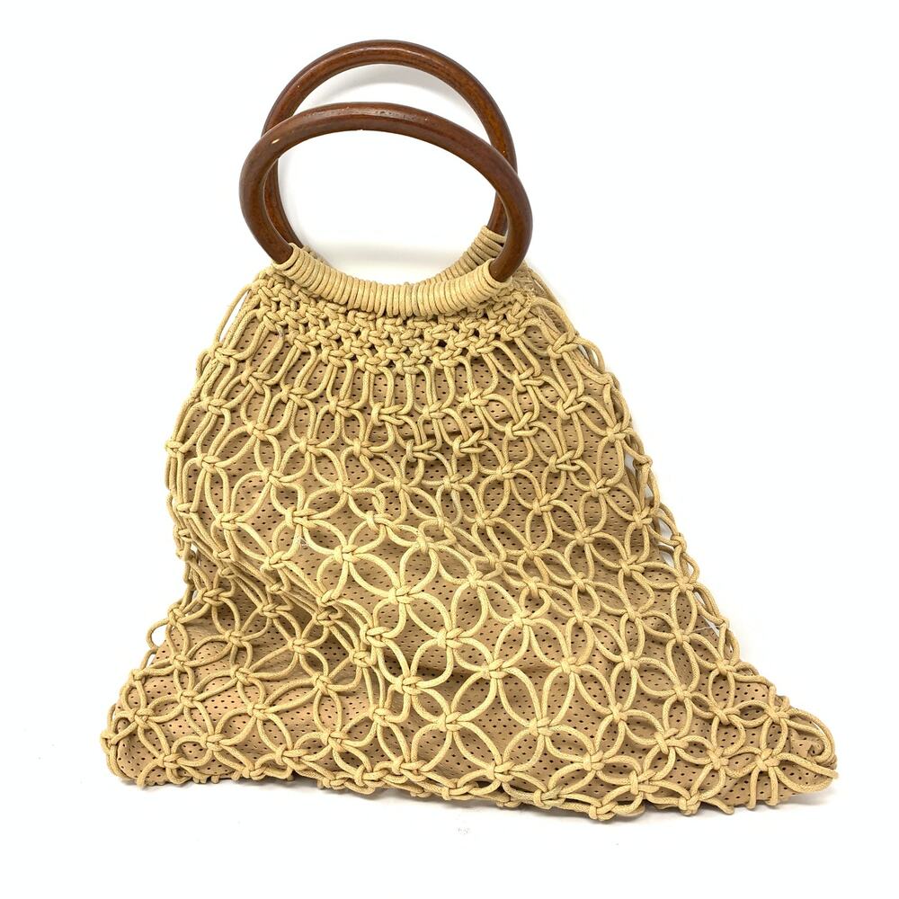 Urban Expressions Macrame Net Top Handle Bag Faux… - image 1